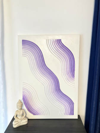 "VALURI IN LAVANDA" - Tablou unicat cu pasta texturata [2]