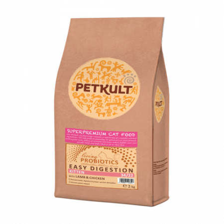 Hrană uscată - Hrana uscata pentru pisici Petkult Probiotics Kitten cu miel si pui 2 kg