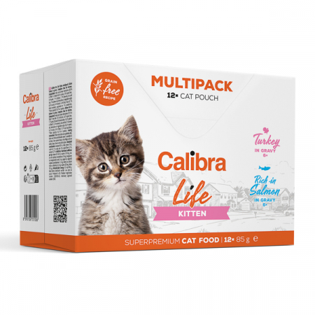 Hrană umedă - Calibra Cat Life Pouch Kitten Multipack 12 x 85 g