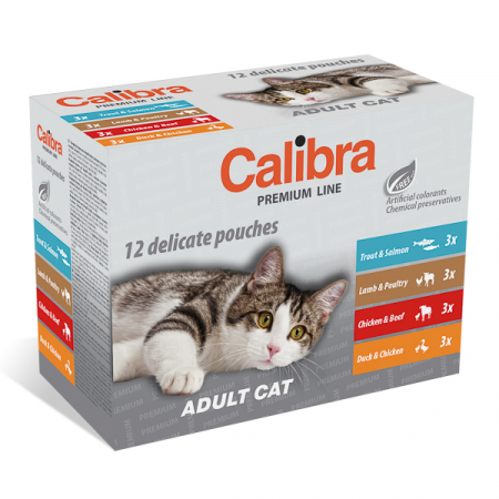 Hrană umedă - Calibra Cat Pouch Premium Adult Multipack 12 x 100 g