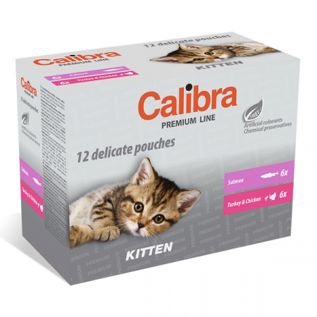 Hrană umedă - Calibra Cat Pouch Premium Kitten Multipack 12 x 100 g