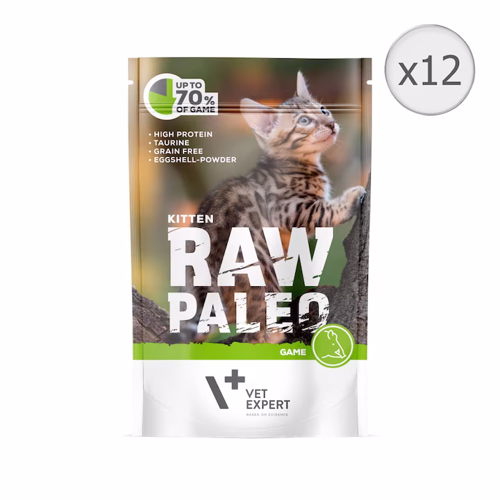Pisici - Hrana umeda pentru pisici Raw Paleo, Junior, Vanat, 12 x 100 g