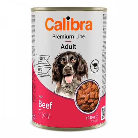 Hrană umedă - Conserve Calibra Dog Premium Can with Beef, 12 x 1240 g