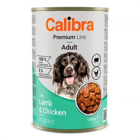 Hrană umedă - Conserve Calibra Dog Premium Can with Lamb & Chicken, 12 x 1240 g