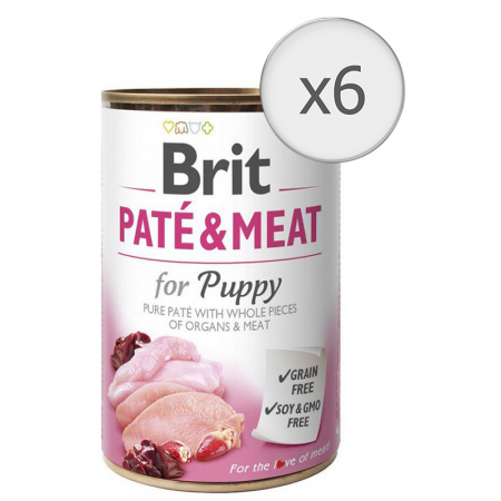 Hrană umedă - Hrana umeda pentru caini Brit Pate & Meat, Puppy, 6x800g