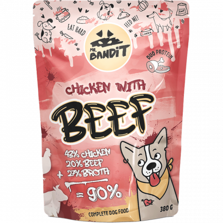 Câini - HRANĂ UMEDĂ PENTRU CÂINI MR. BANDIT DUOPROTEIN, PUI SI VITA
