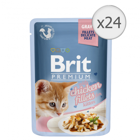 Hrană umedă - Hrana umeda pentru pisici Brit Premium Delicate Kitten, Pui in Sos, 24x85g