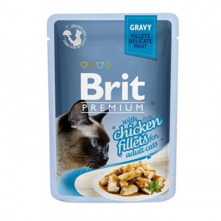 Hrana umeda pentru pisici Brit Premium Delicate, Pui in Sos, 24x85g [1]
