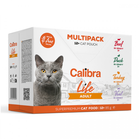 Hrană umedă - Hrana umeda pentru pisici Calibra, Cat Life Pouch, Adult, Multipack, 12 x 85 g