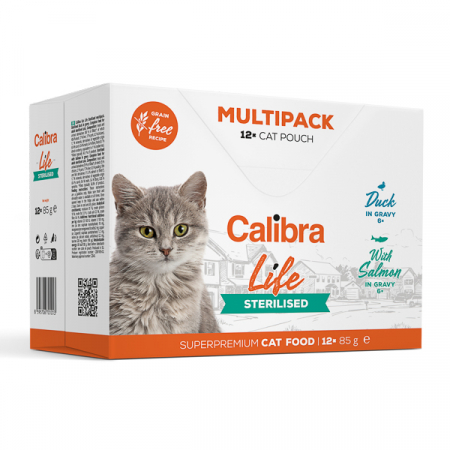 Hrană umedă - Hrana umeda pentru pisici Calibra, Cat Life Pouch, Sterilised, Multipack, 12 x 85 g