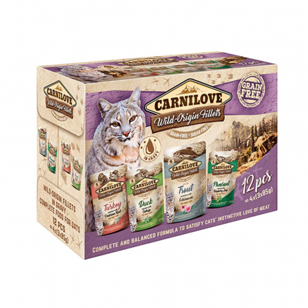 Hrană umedă - Hrana umeda pentru pisici, Carnilove Cat Pouch Multipack, 12x85 gr