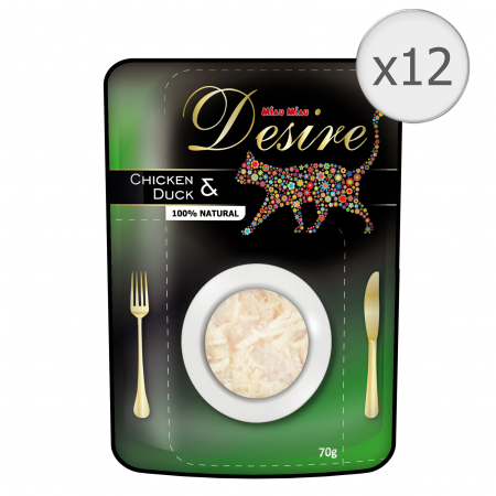 Hrană umedă - Hrana umeda pentru pisici Desire, Pui File si Rata, 12x70g