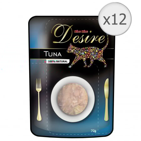 Hrană umedă - Hrana umeda pentru pisici Desire, Ton File, 12x70g