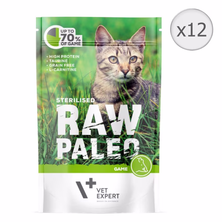 Pisici - Hrana umeda pentru pisici Raw Paleo, Sterilized, Vanat, 12 x 100 g