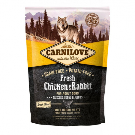 Hrană uscată - Hrana uscata pentru caini Carnilove Fresh, Pui si Iepure, 1.5 kg