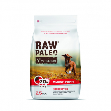 Câini - Hrana uscata, RAW PALEO VITA, puppy, rase medii, 2.5 kg
