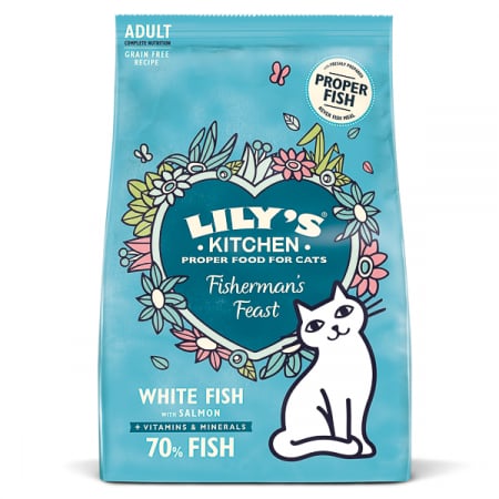 Pisici - Lily's Kitchen Cat Fishermans Feast White Fish With Salmon Dry Food