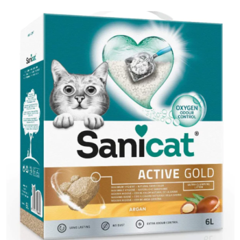Igienă - Nisip pentru litiera Sanicat Active Gold Argan 6 L
