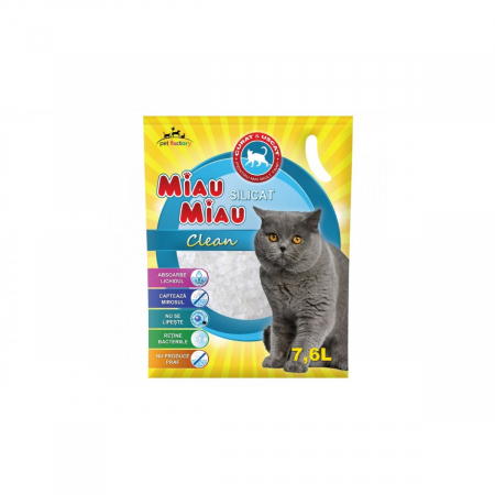Pisici - Nisip Silicat Pentru Pisici Miau Miau 7.6 L Clean