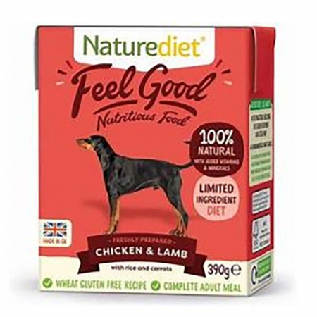 Hrană umedă - Pate Naturediet Feel Good cu Pui si Miel, 390 g