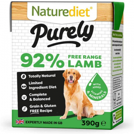 Hrană umedă - Pate Naturediet Hipoalergenic Purely cu Miel, 390 g