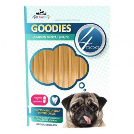 Recompense - Recompensa pentru Caini Goodies Dental Stick 4 Dog cu Dovlecel si Vitamine, 80 g