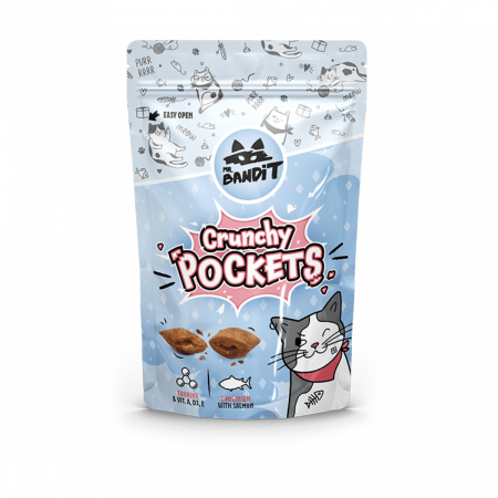 Pisici - RECOMPENSE PENTRU PISICI MR. BANDIT CAT CRUNCHY POCKETS, SOMON, 40 G