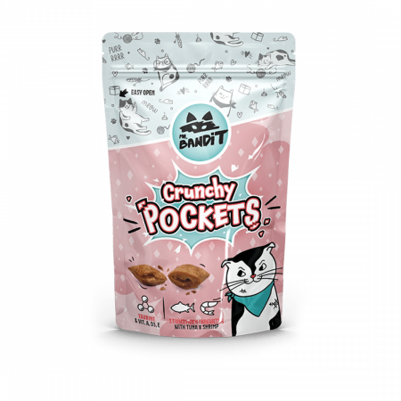 Pisici - RECOMPENSE PENTRU PISICI MR. BANDIT CAT CRUNCHY POCKETS, TON SI CREVETI