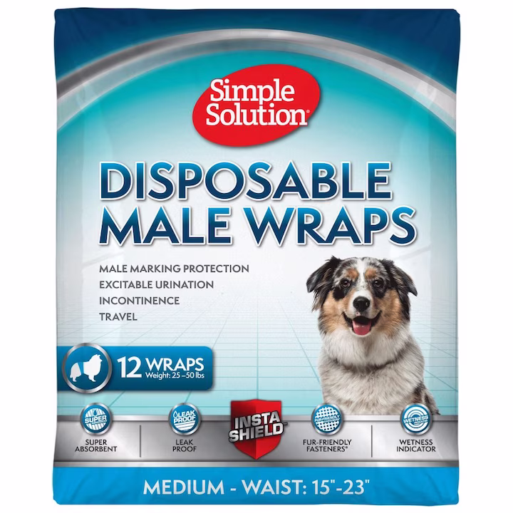 Dresaj si educare - Scutece Simple Solution pentru caini MASCULI - talie medie(M) 12 buc