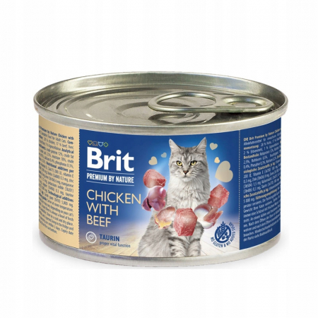 Hrană umedă - Set 6 conserve pentru pisici, Brit, Pui/vita, 200 g