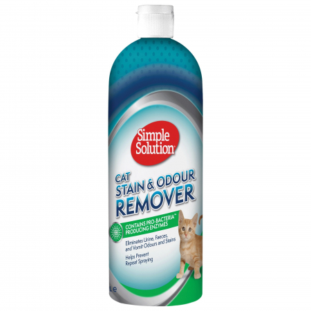 Pisici - Solutie curatare pisici, Simple Solution, Impotriva petelor si mirosurilor animale, 1 l