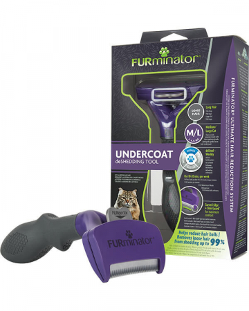 Pisici - Trimmer profesional Furminator pisici, blana lunga - M/L
