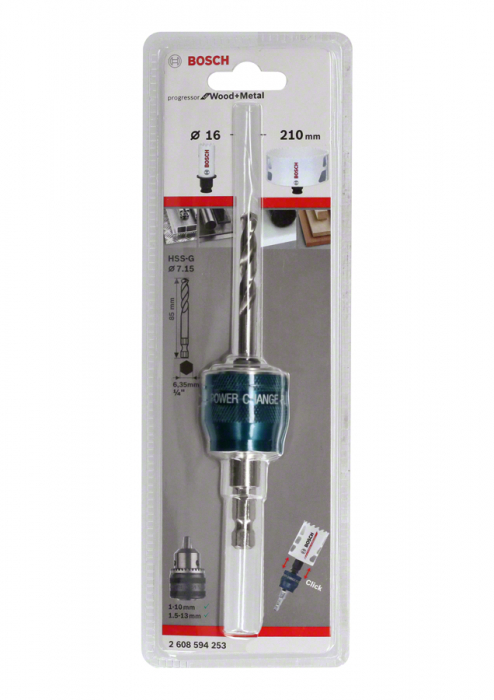 Bosch Adaptor carota 8.7mm cu sistem rapid de prindere, 16-210mm, tija hexagonala 16-210mm imagine 2022