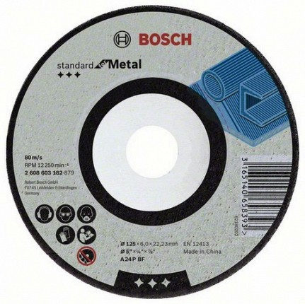 Bosch Disc de degrosare cu degajare Standard for Metal A 24 P BF, 125mm, 22,23mm, 6 125mm imagine 2022