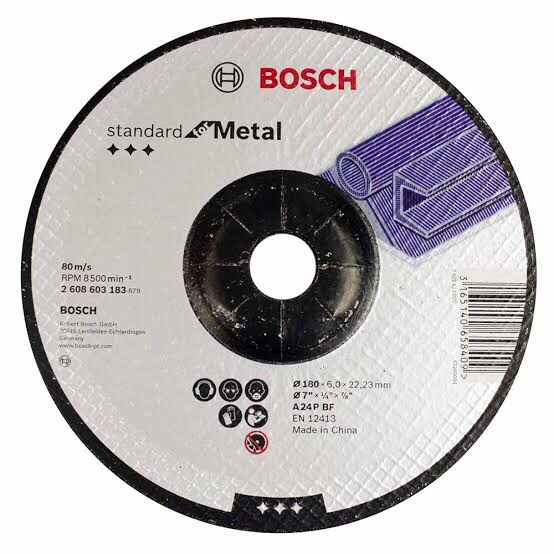 Bosch Disc de degrosare cu degajare Standard for Metal A 24 P BF, 180mm, 22.23mm, 6 180mm imagine 2022