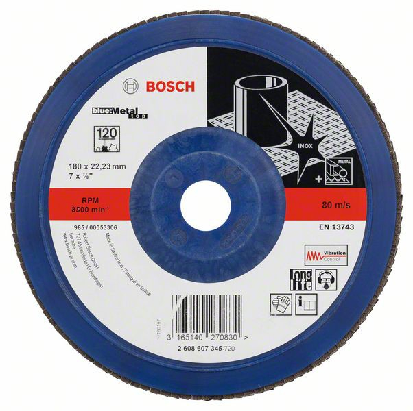 Bosch Disc de slefuire evantai X571, Best for Metal D 180mm G 120, drept