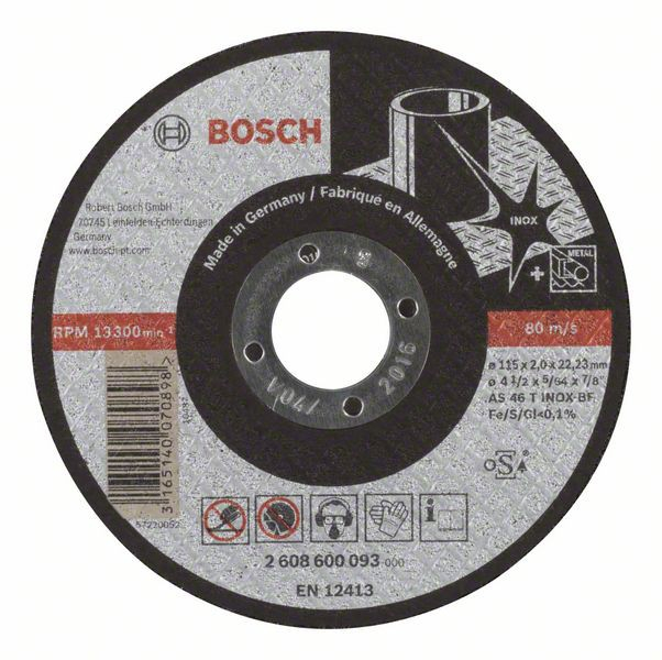 Bosch Disc de taiere drept Expert for Inox AS 46 T INOX BF, 115mm, 2.0mm 115mm imagine 2022