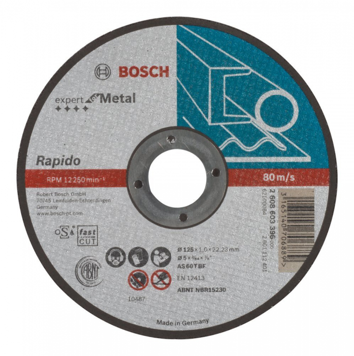 Bosch Disc de taiere drept Expert for Metal – Rapido AS 60 T BF, 125mm, 1.0mm 1.0mm imagine 2022