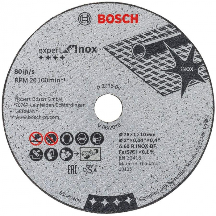 Bosch Disc de taiere Expert for Inox A 60 R INOX BF; 76mm 1mm 10mm set 5 buc. 10mm imagine 2022