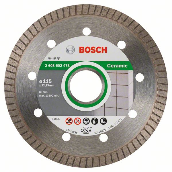 Bosch Disc diamantat Best for Ceramic Extra-Clean Turbo 115×22,23×1.4x7mm 115x2223x1.4x7mm imagine 2022