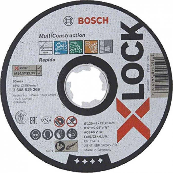 Bosch Disc X-LOCK Multi Material 125x1x22.23 pentru taieturi drepte ACS 60 V BF 125x1x22.23 imagine 2022