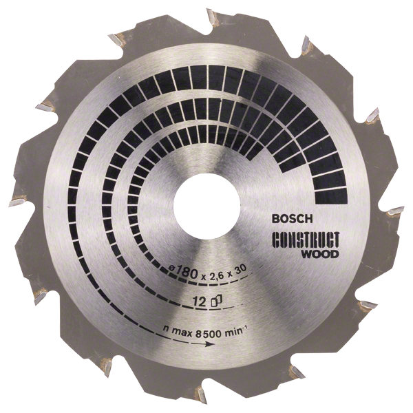 Bosch Panza ferastrau circular Construct Wood, 180x30x2.6mm, 12T, reductie 20mm 12T imagine 2022