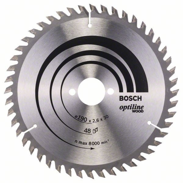 Bosch Panza ferastrau circular Optiline Wood, 190x30x2.6mm, 48T 190x30x2.6mm imagine 2022