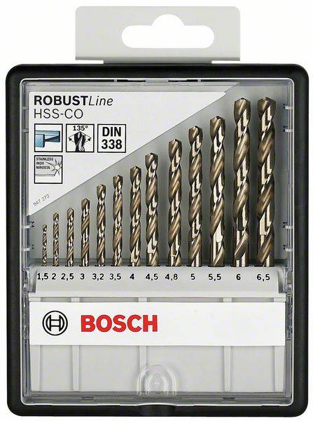 Bosch Set 13 burghie Robust Line pentru metal HSS-Co, DIN338, D1.5-6.5mm Accesorii imagine 2022