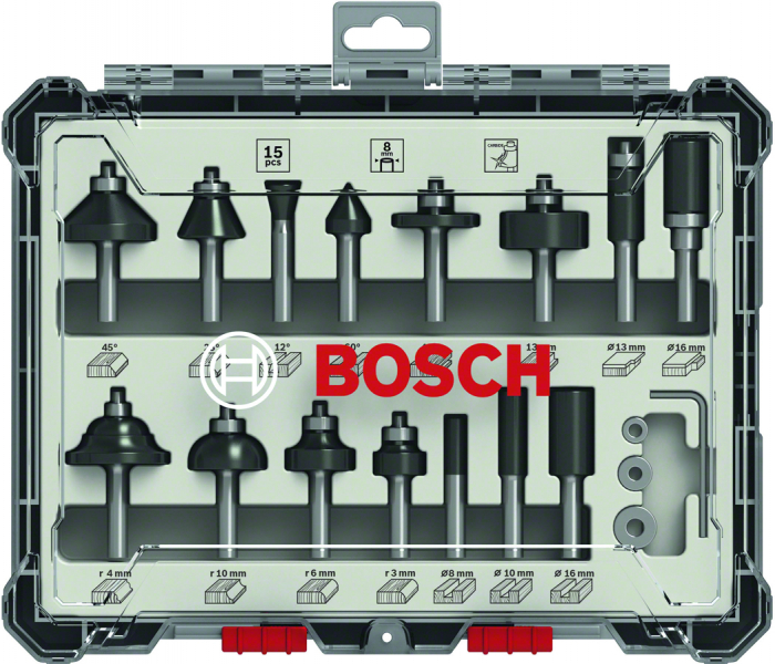 Bosch Set 15 freze HM tija 8mm