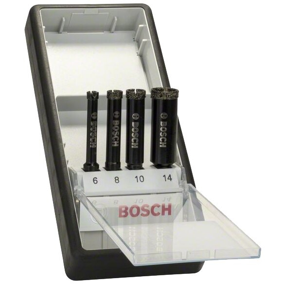 Bosch Set 4 burghie diamantate Robust Line pentru gaurire umeda, ceramica, D6-14mm Accesorii imagine 2022