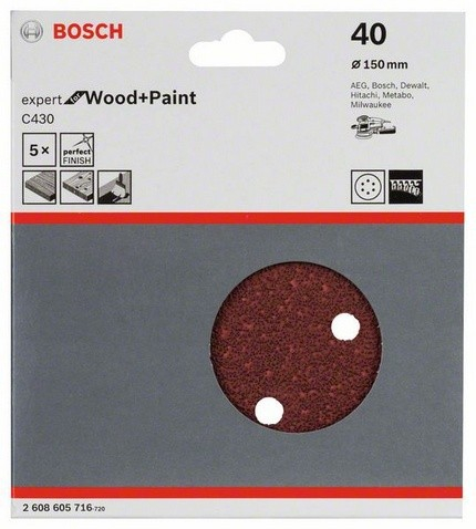 Bosch Set 5buc foi abrazive C430 150mm, 40 150mm imagine 2022