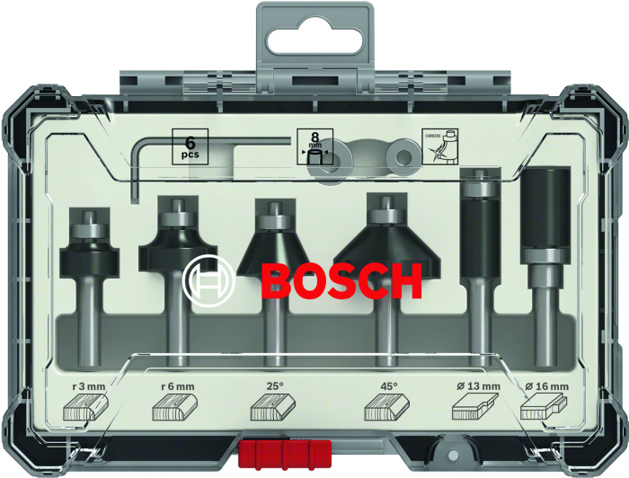 Bosch Set 6 freze HM tija 8mm 8mm imagine 2022