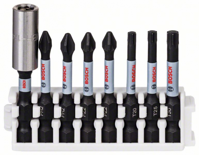 Bosch Set 8 biti impact Power 50mm cu suport standard PH2, PZ2, T20, T25, T30 50mm imagine 2022