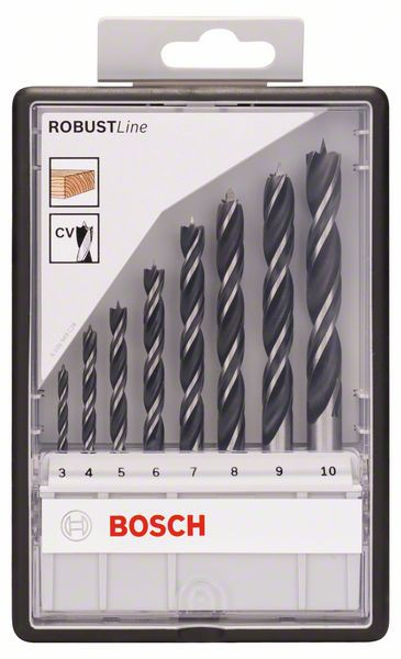 Bosch Set 8 burghie elicoidale Robust Line pentru lemn, D3-10mm